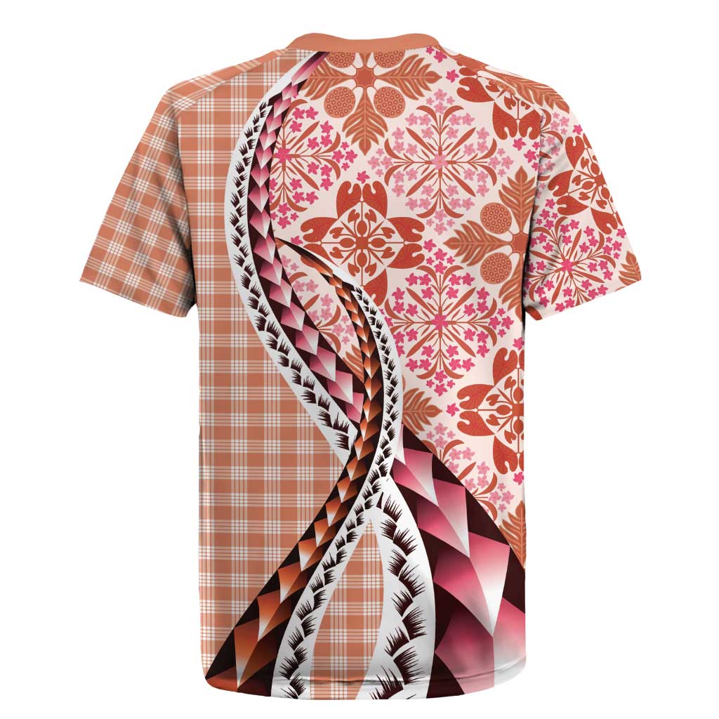 Aloha Vintage Palaka Floral Hawaiian Quilt Rugby Jersey Ulaula Motif - Polynesian Pride