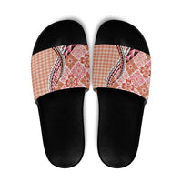 Aloha Vintage Palaka Floral Hawaiian Quilt Slide Sandals Ulaula Motif - Polynesian Pride