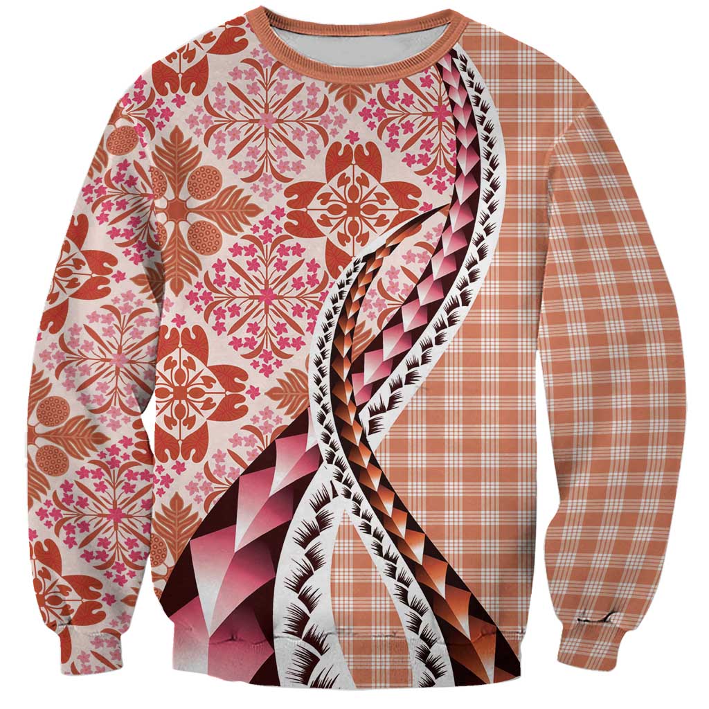 Aloha Vintage Palaka Floral Hawaiian Quilt Sweatshirt Ulaula Motif - Polynesian Pride