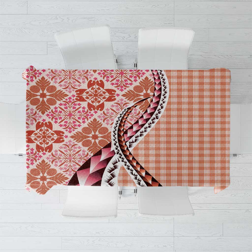 Aloha Vintage Palaka Floral Hawaiian Quilt Tablecloth Ulaula Motif - Polynesian Pride