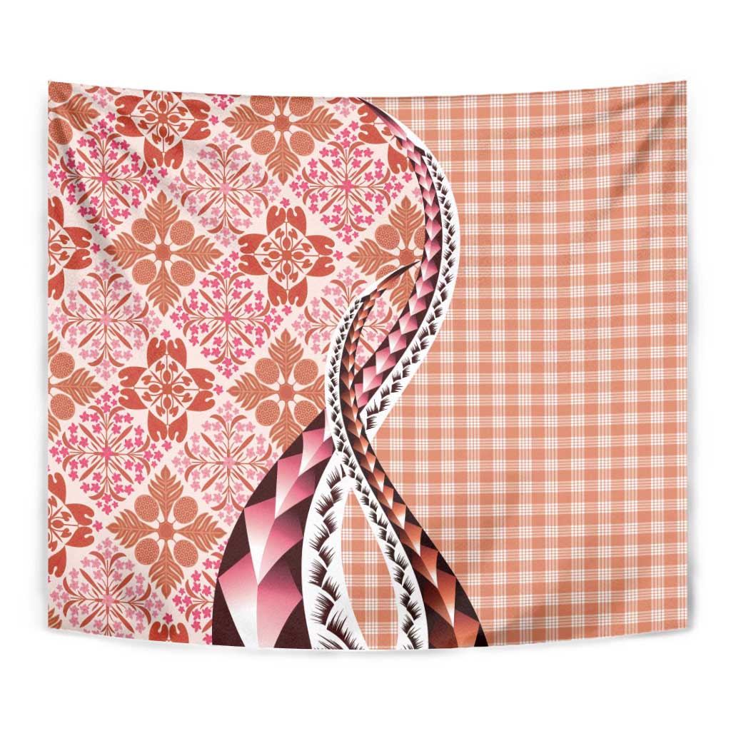 Aloha Vintage Palaka Floral Hawaiian Quilt Tapestry Ulaula Motif - Polynesian Pride