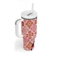 Aloha Vintage Palaka Floral Hawaiian Quilt Tumbler With Handle Ulaula Motif - Polynesian Pride