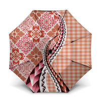 Aloha Vintage Palaka Floral Hawaiian Quilt Umbrella Ulaula Motif - Polynesian Pride