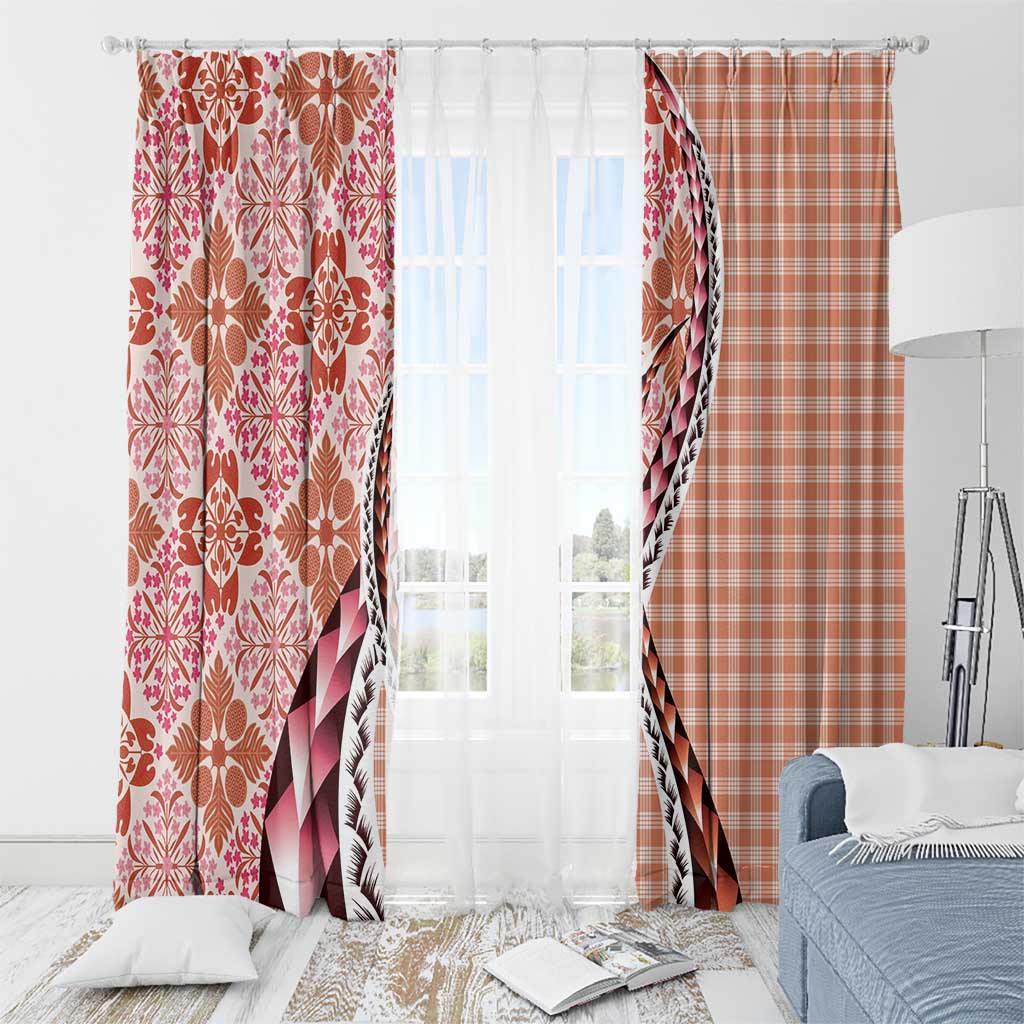 Aloha Vintage Palaka Floral Hawaiian Quilt Window Curtain Ulaula Motif - Polynesian Pride