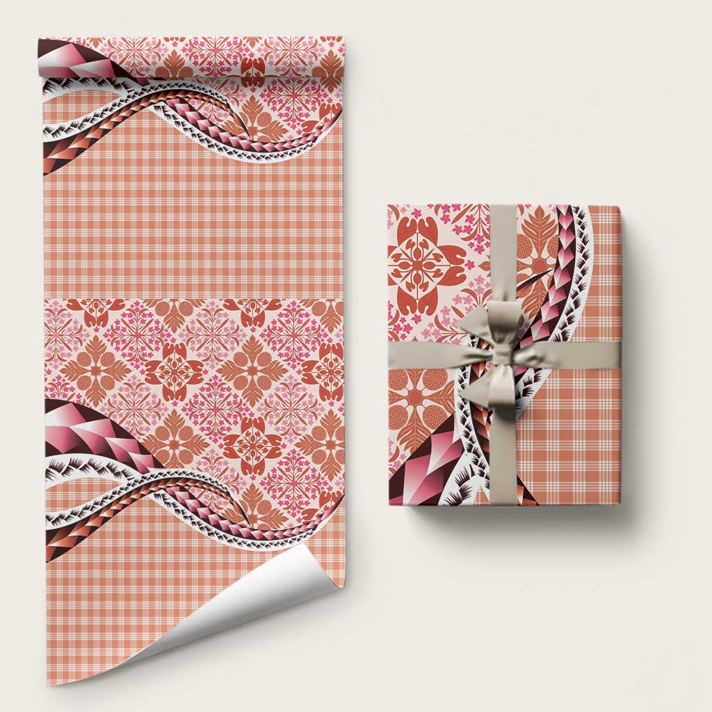 Aloha Vintage Palaka Floral Hawaiian Quilt Wrapping Paper Ulaula Motif - Polynesian Pride