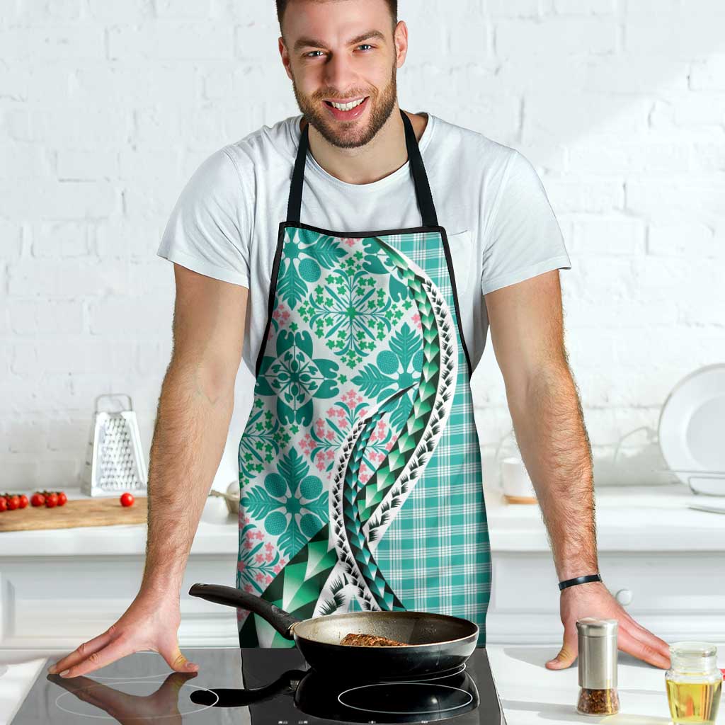 Aloha Vintage Palaka Floral Hawaiian Quilt Apron Polu Motif - Polynesian Pride