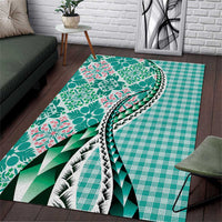 Aloha Vintage Palaka Floral Hawaiian Quilt Area Rug Polu Motif - Polynesian Pride