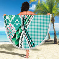 Aloha Vintage Palaka Floral Hawaiian Quilt Beach Blanket Polu Motif - Polynesian Pride