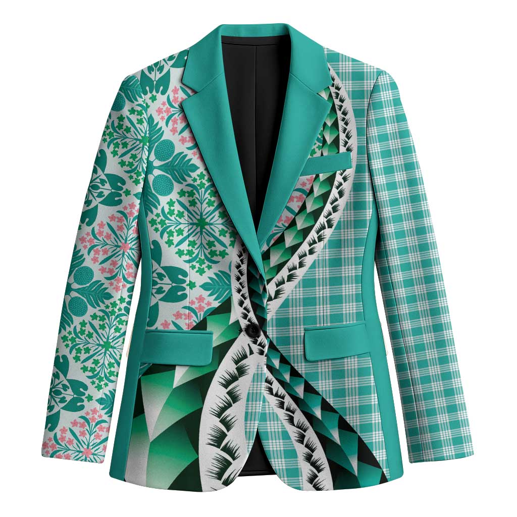 Aloha Vintage Palaka Floral Hawaiian Quilt Blazer Polu Motif - Polynesian Pride