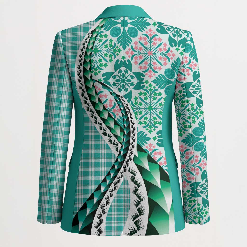 Aloha Vintage Palaka Floral Hawaiian Quilt Blazer Polu Motif - Polynesian Pride