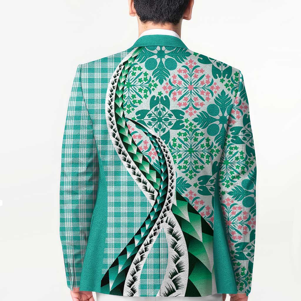 Aloha Vintage Palaka Floral Hawaiian Quilt Blazer Polu Motif - Polynesian Pride