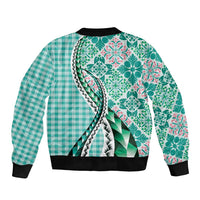 Aloha Vintage Palaka Floral Hawaiian Quilt Bomber Jacket Polu Motif - Polynesian Pride