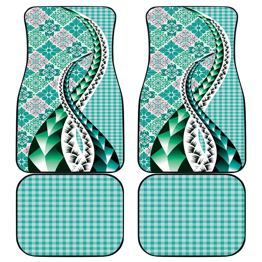 Aloha Vintage Palaka Floral Hawaiian Quilt Car Mats Polu Motif - Polynesian Pride