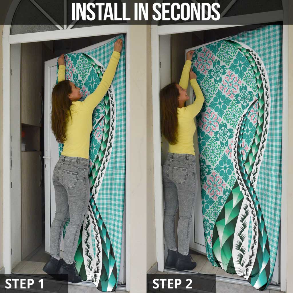 Aloha Vintage Palaka Floral Hawaiian Quilt Door Cover Polu Motif - Polynesian Pride