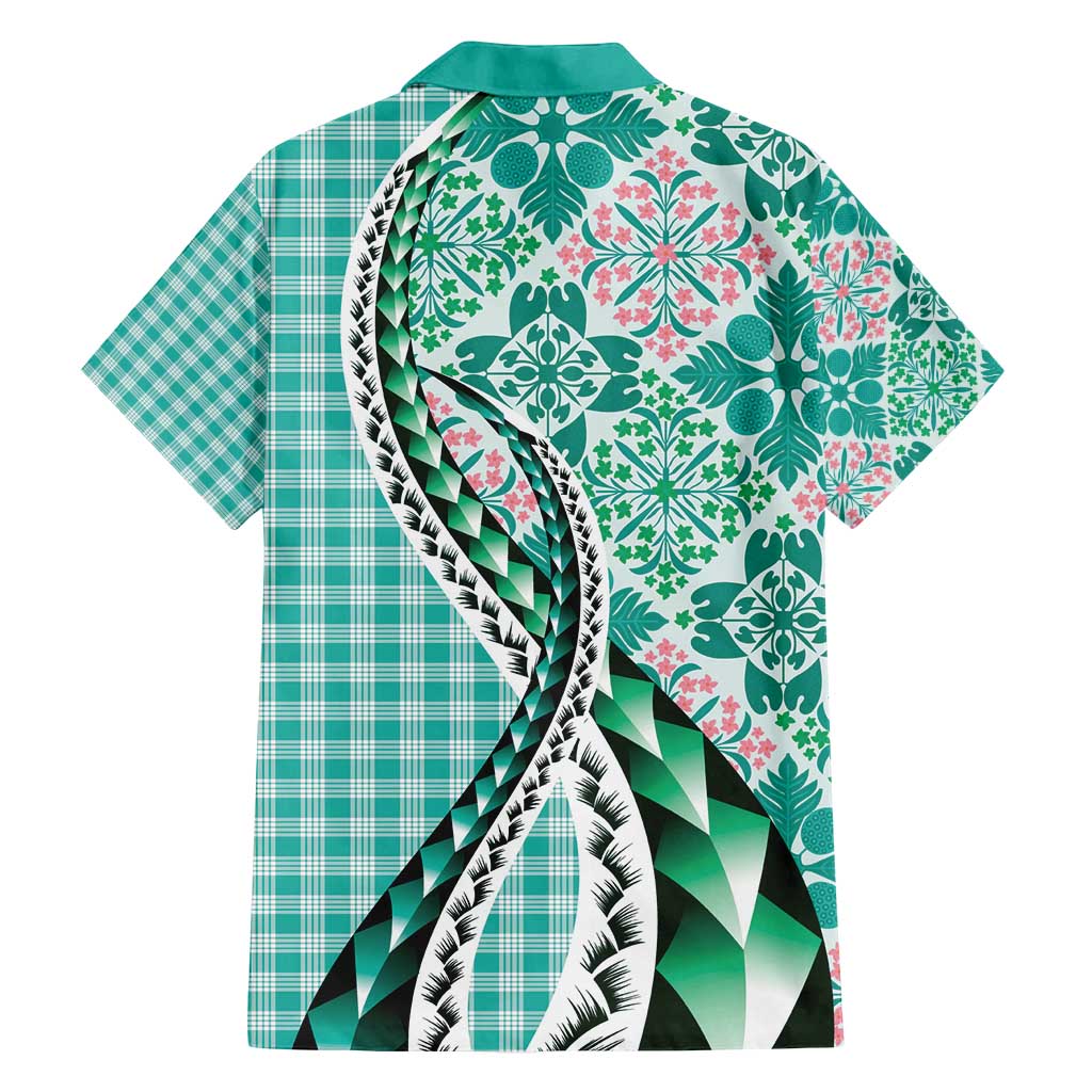 Aloha Vintage Palaka Floral Hawaiian Quilt Family Matching Long Sleeve Bodycon Dress and Hawaiian Shirt Polu Motif LT9 - Polynesian Pride