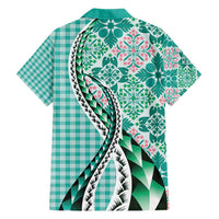 Aloha Vintage Palaka Floral Hawaiian Quilt Family Matching Long Sleeve Bodycon Dress and Hawaiian Shirt Polu Motif LT9 - Polynesian Pride