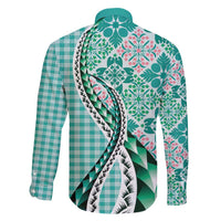 Aloha Vintage Palaka Floral Hawaiian Quilt Family Matching Long Sleeve Bodycon Dress and Hawaiian Shirt Polu Motif LT9 - Polynesian Pride