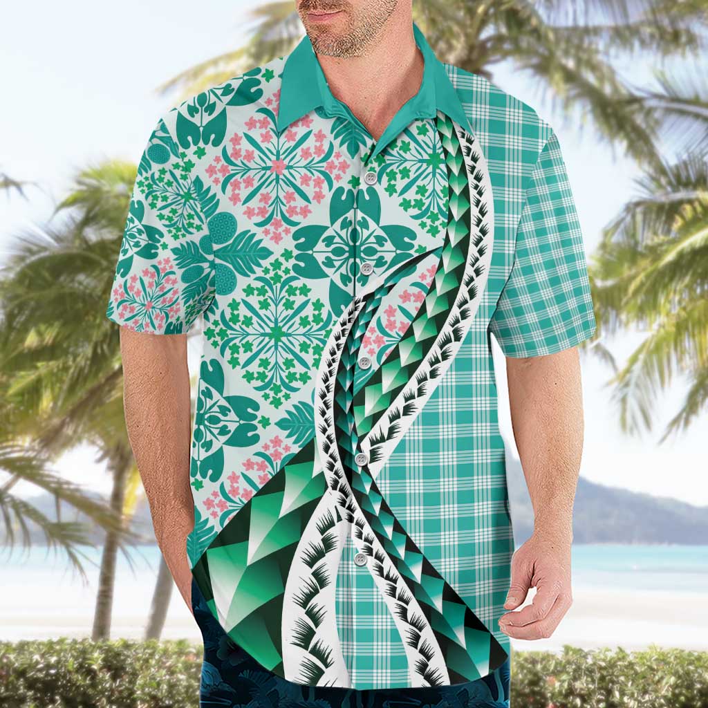 Aloha Vintage Palaka Floral Hawaiian Quilt Hawaiian Shirt Polu Motif - Polynesian Pride