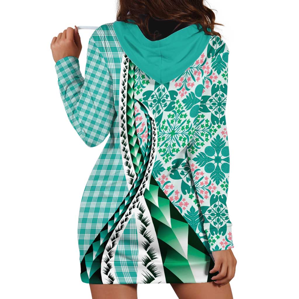 Aloha Vintage Palaka Floral Hawaiian Quilt Hoodie Dress Polu Motif - Polynesian Pride