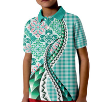 Aloha Vintage Palaka Floral Hawaiian Quilt Kid Polo Shirt Polu Motif - Polynesian Pride