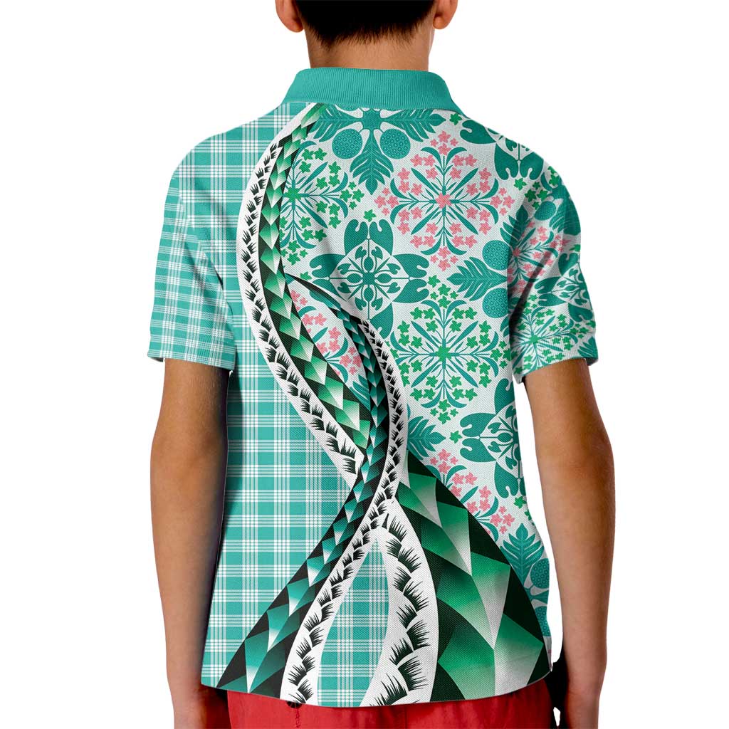 Aloha Vintage Palaka Floral Hawaiian Quilt Kid Polo Shirt Polu Motif - Polynesian Pride
