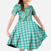 Aloha Vintage Palaka Floral Hawaiian Quilt Kid Short Sleeve Dress Polu Motif - Polynesian Pride