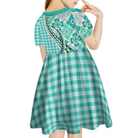 Aloha Vintage Palaka Floral Hawaiian Quilt Kid Short Sleeve Dress Polu Motif - Polynesian Pride