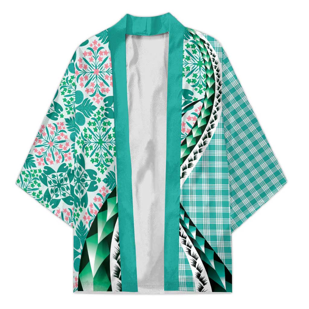 Aloha Vintage Palaka Floral Hawaiian Quilt Kimono Polu Motif - Polynesian Pride