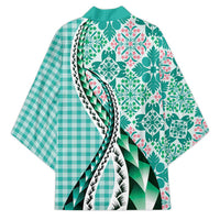 Aloha Vintage Palaka Floral Hawaiian Quilt Kimono Polu Motif - Polynesian Pride