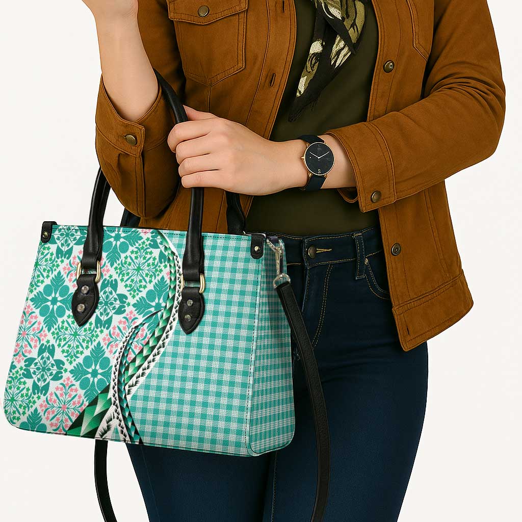 Aloha Vintage Palaka Floral Hawaiian Quilt Leather Bag Polu Motif - Polynesian Pride