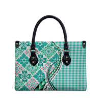 Aloha Vintage Palaka Floral Hawaiian Quilt Leather Bag Polu Motif - Polynesian Pride