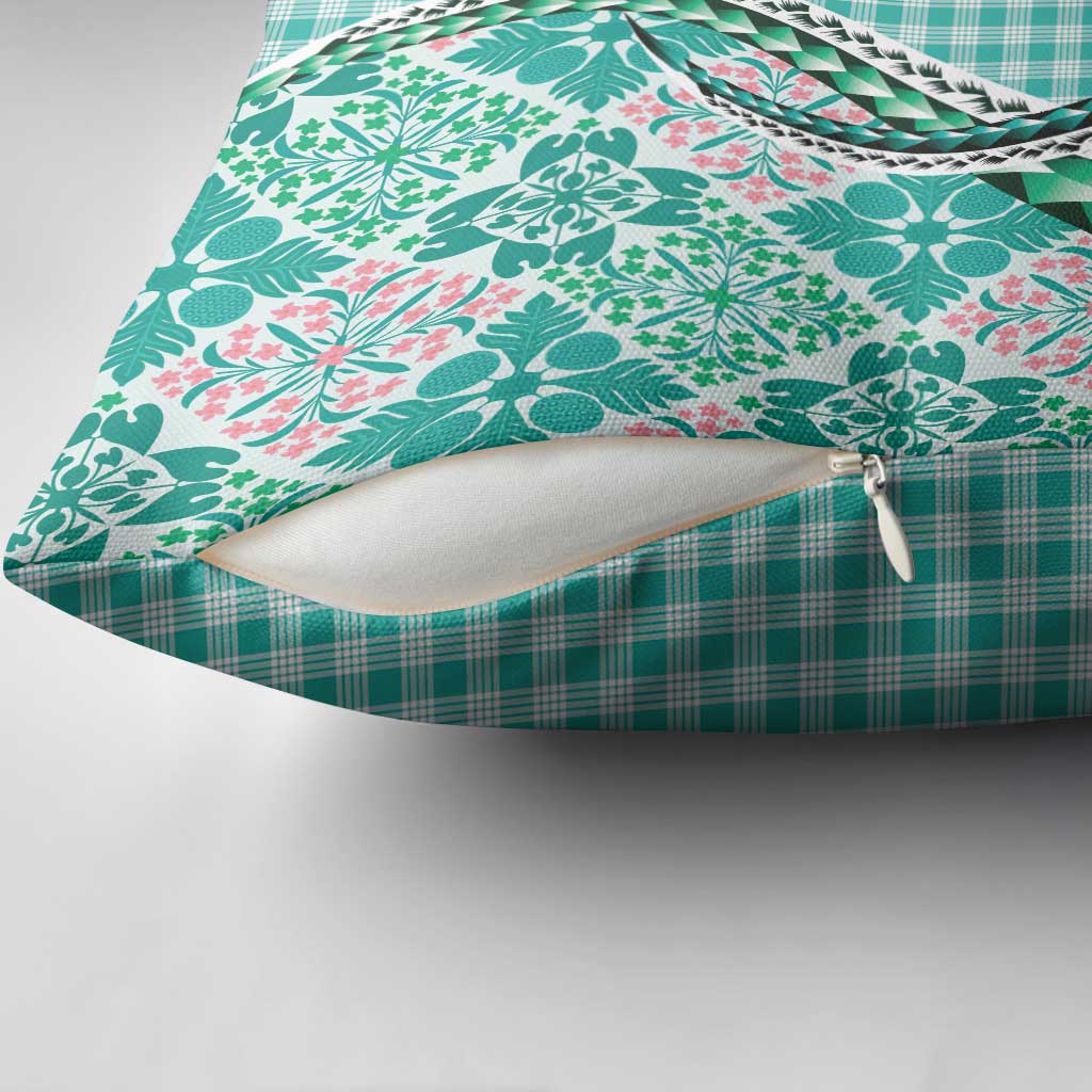 Aloha Vintage Palaka Floral Hawaiian Quilt Pillow Cover Polu Motif - Polynesian Pride