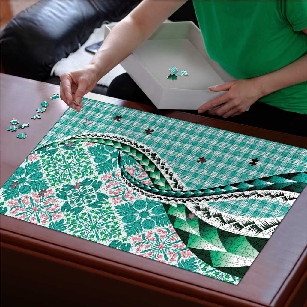 Aloha Vintage Palaka Floral Hawaiian Quilt Puzzle Polu Motif - Polynesian Pride