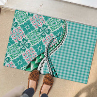 Aloha Vintage Palaka Floral Hawaiian Quilt Rubber Doormat Polu Motif - Polynesian Pride