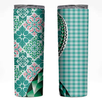 Aloha Vintage Palaka Floral Hawaiian Quilt Skinny Tumbler Polu Motif - Polynesian Pride
