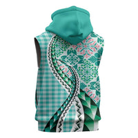 Aloha Vintage Palaka Floral Hawaiian Quilt Sleeveless Zip Hoodie Polu Motif LT9 - Polynesian Pride