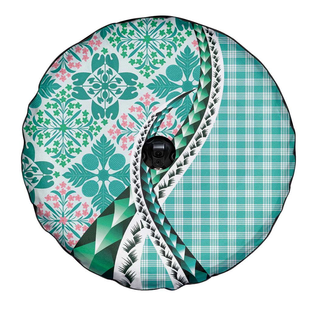 Aloha Vintage Palaka Floral Hawaiian Quilt Spare Tire Cover Polu Motif - Polynesian Pride