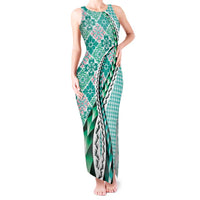 Aloha Vintage Palaka Floral Hawaiian Quilt Tank Maxi Dress Polu Motif - Polynesian Pride