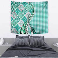 Aloha Vintage Palaka Floral Hawaiian Quilt Tapestry Polu Motif - Polynesian Pride