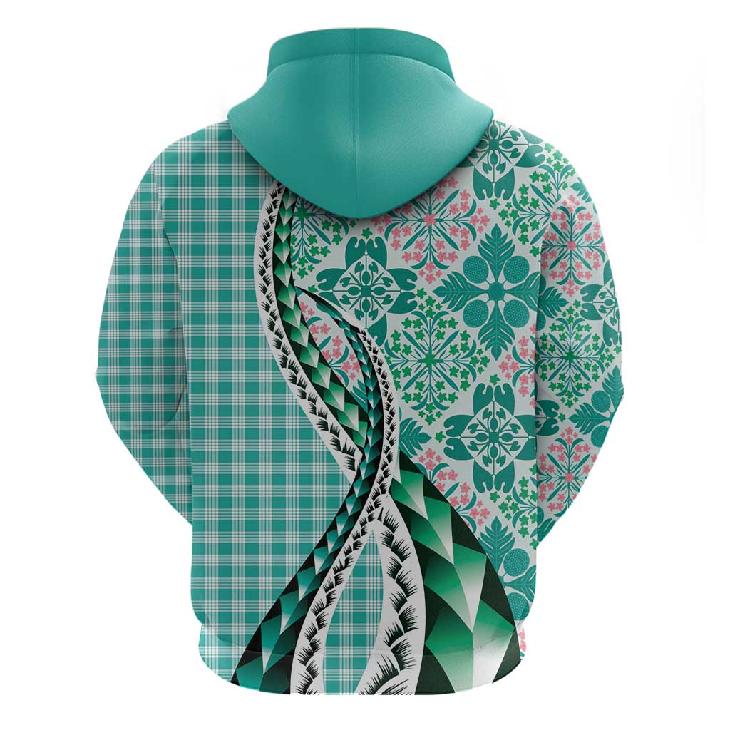 Aloha Vintage Palaka Floral Hawaiian Quilt Zip Hoodie Polu Motif - Polynesian Pride