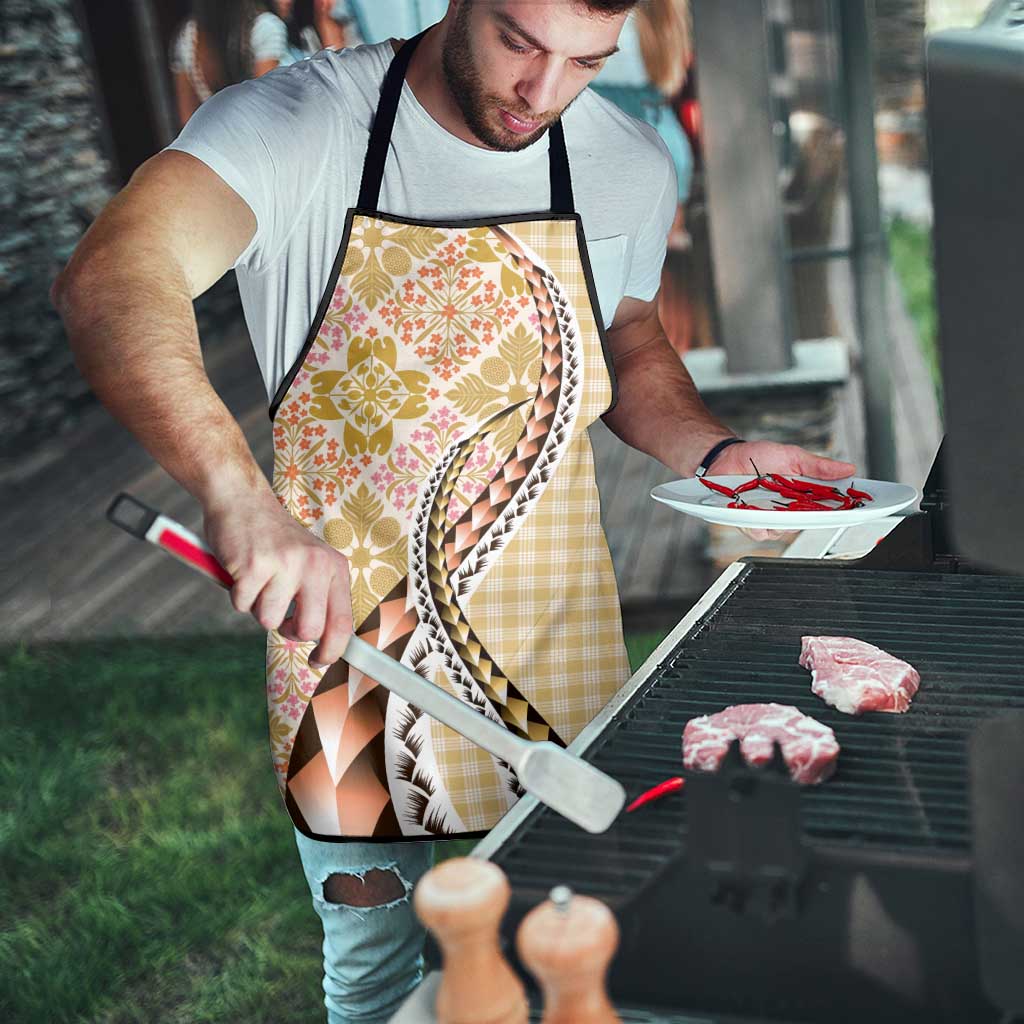 Aloha Vintage Palaka Floral Hawaiian Quilt Apron Melemele Motif - Polynesian Pride