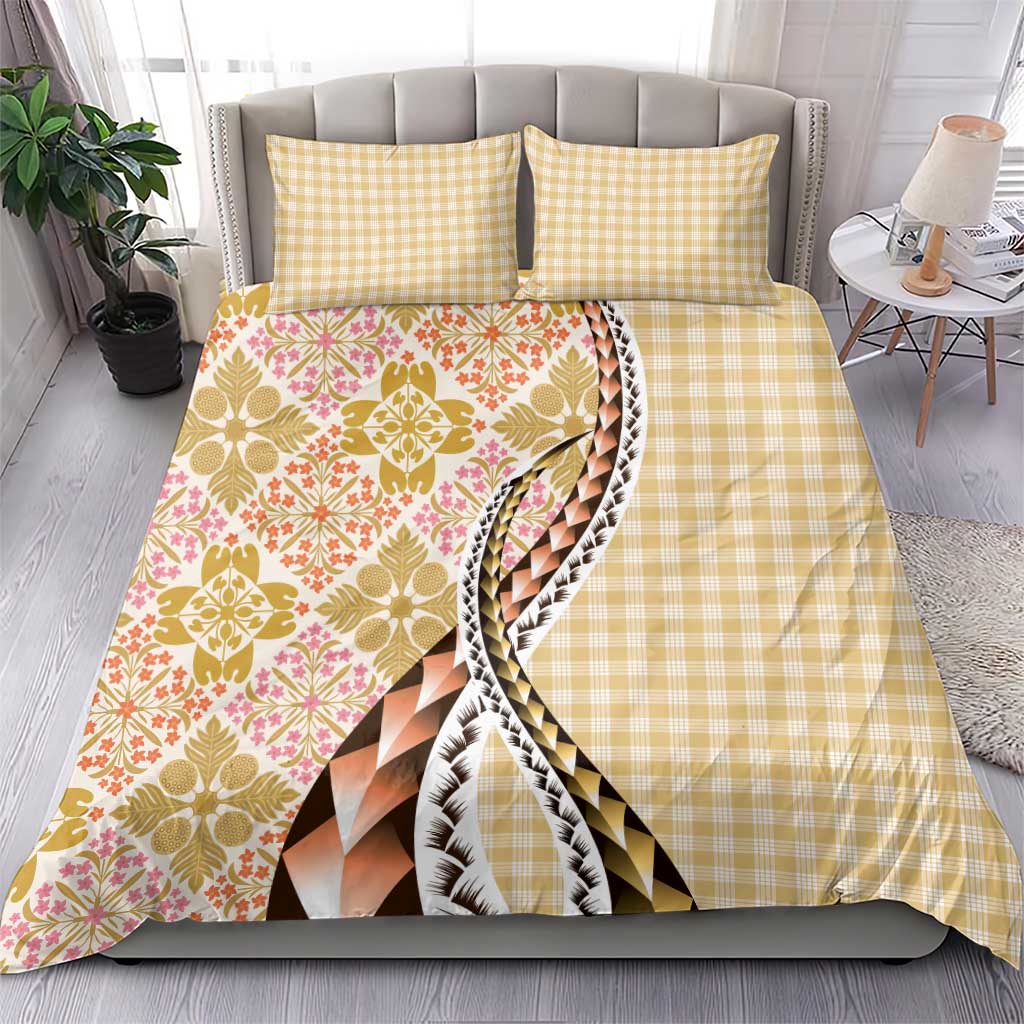 Aloha Vintage Palaka Floral Hawaiian Quilt Bedding Set Melemele Motif - Polynesian Pride