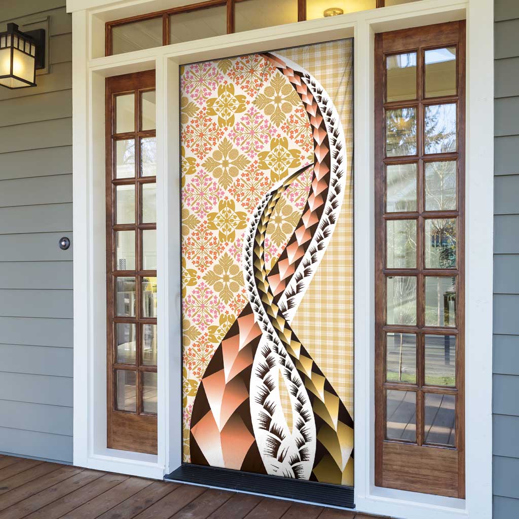 Aloha Vintage Palaka Floral Hawaiian Quilt Door Cover Melemele Motif - Polynesian Pride