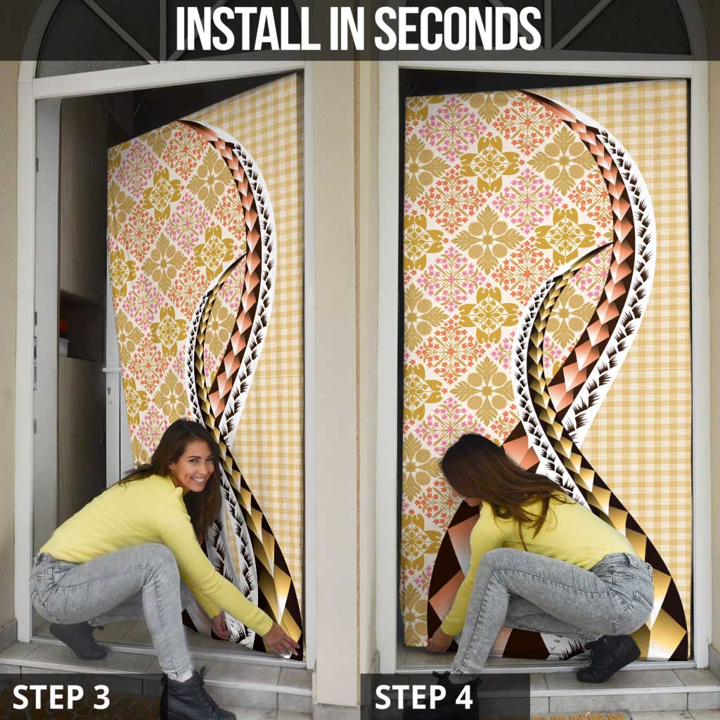 Aloha Vintage Palaka Floral Hawaiian Quilt Door Cover Melemele Motif - Polynesian Pride