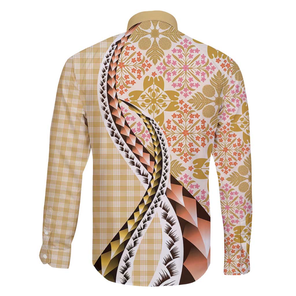 Aloha Vintage Palaka Floral Hawaiian Quilt Family Matching Off Shoulder Short Dress and Hawaiian Shirt Melemele Motif - Polynesian Pride