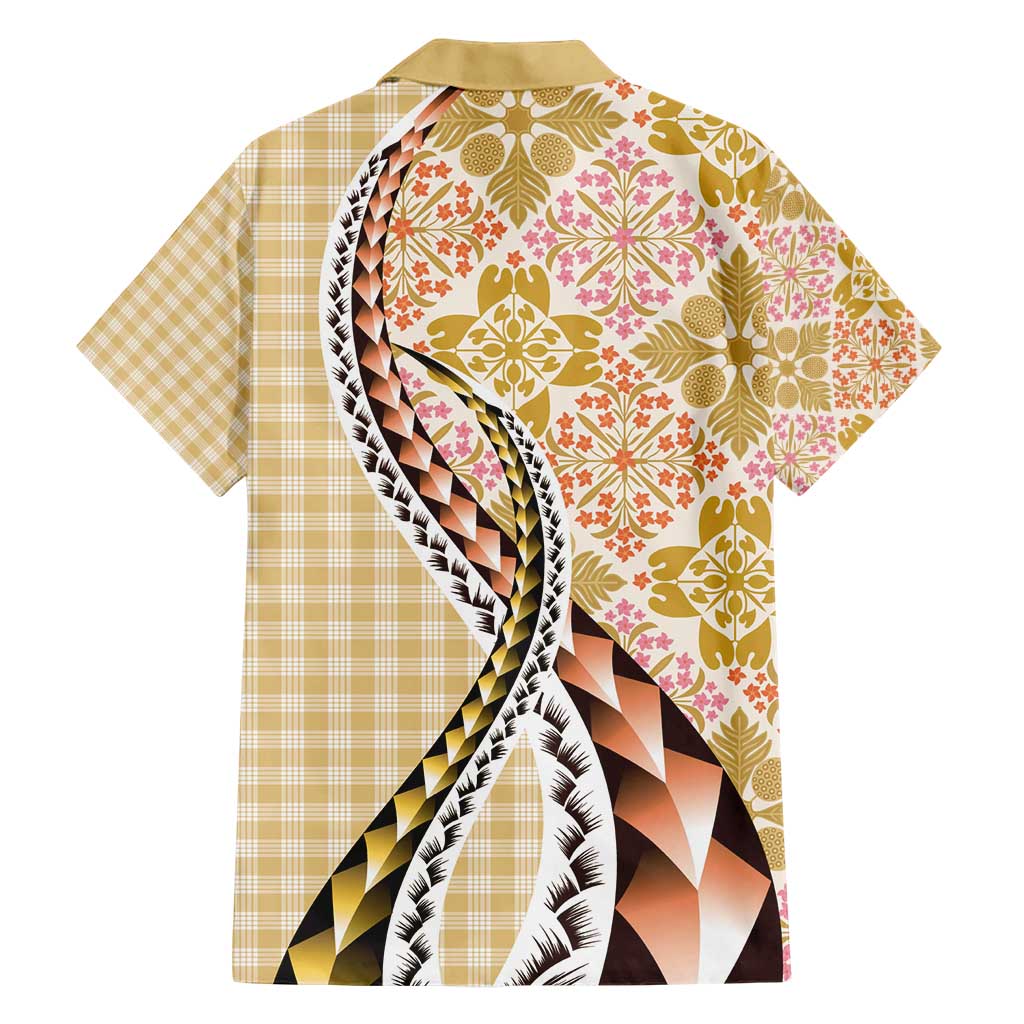Aloha Vintage Palaka Floral Hawaiian Quilt Family Matching Short Sleeve Bodycon Dress and Hawaiian Shirt Melemele Motif LT9 - Polynesian Pride