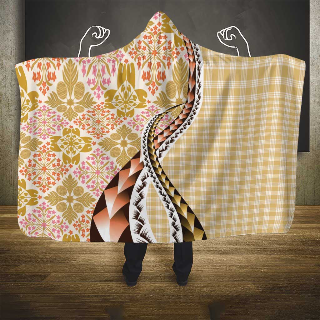 Aloha Vintage Palaka Floral Hawaiian Quilt Hooded Blanket Melemele Motif - Polynesian Pride