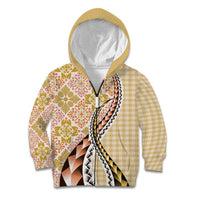 Aloha Vintage Palaka Floral Hawaiian Quilt Kid Hoodie Melemele Motif - Polynesian Pride