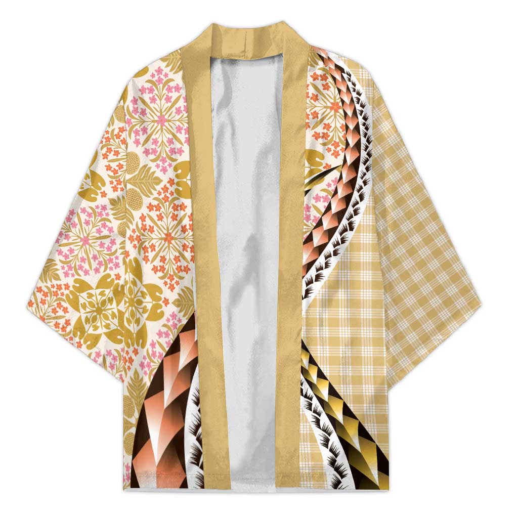 Aloha Vintage Palaka Floral Hawaiian Quilt Kimono Melemele Motif - Polynesian Pride