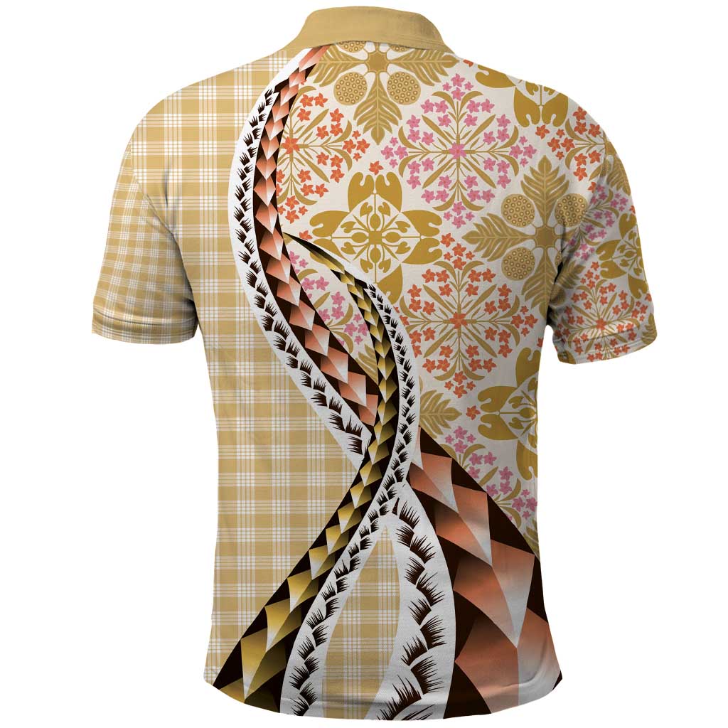Aloha Vintage Palaka Floral Hawaiian Quilt Polo Shirt Melemele Motif - Polynesian Pride